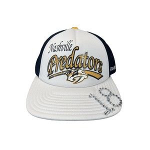 Women Nashville Predators Bedazzled Strapback Adjustable Trucker Hat Cap NHL